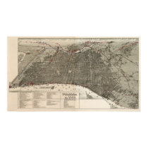 Philadelphia birdseye map  - 1887 (McFetridge) Big posters