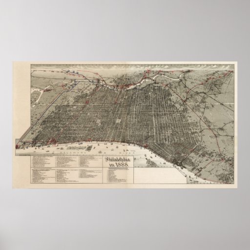 Philadelphia birdseye map  - 1887 (McFetridge) Big Print