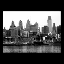 Philadelphia Black & White Skyline Print posters
