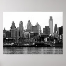 Philadelphia Black & White Skyline Print