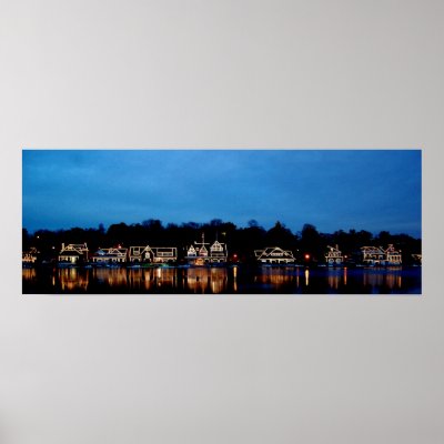 Philadelphia - Boat House Row nightlight panoramic Poster by nwillens