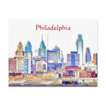 Philadelphia Color Sketch Postcard