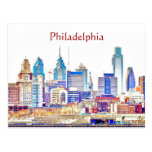 Philadelphia Color Sketch Postcard