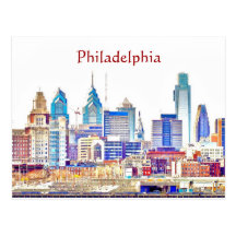 Philadelphia Color Sketch Postcard