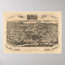 Philadelphia PA Panoramic Map DIGITALLY REMASTERED Poster