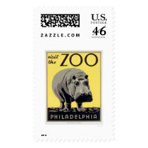 Philadelphia PA Zoo Hippo 1936 WPA Postage Stamps