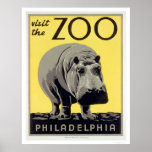 Philadelphia PA Zoo Hippo 1936 WPA posters