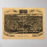 Philadelphia Penn 1876 Antique Panoramic Map posters