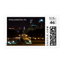 Philadelphia Pennsylvania, Downtown at night. stamps