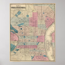 Philadelphia, Pennsylvania Map Print
