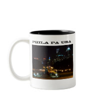 Philadelphia Pennsylvania Skyline at Night mugs