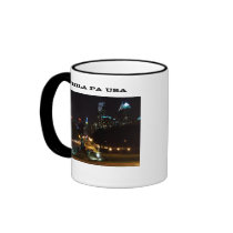 Philadelphia Pennsylvania Skyline at Night mugs