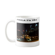 Philadelphia Pennsylvania Skyline at Night mugs