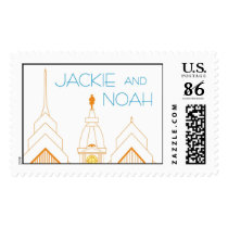 Philadelphia skyline art deco stamp