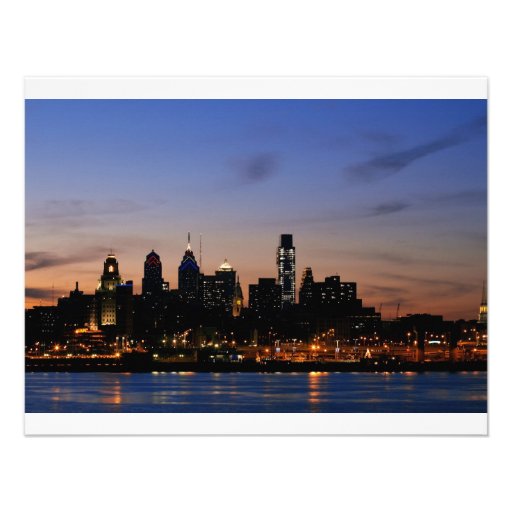 Philadelphia Skyline at Twilight Personalized Invites