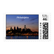 Philadelphia Skyline at Twilight Postage