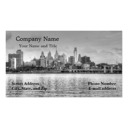 Philadelphia skyline in black and white business cards