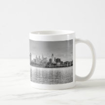 Philadelphia skyline in black and white mugs