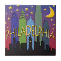 Philadelphia Skyline nightlife Ceramic Tile