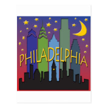 Philadelphia Skyline nightlife Post Card