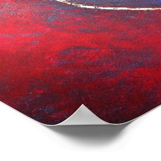 Philip Bowman Red and Blue with Gold Abstract Art Print