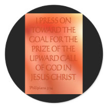 Philipians 3:14 round sticker