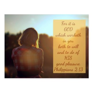 Philippians 2:13 - Bible Verse Postcard