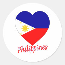 Philippines Flag Heart Round Sticker
