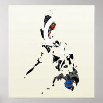 Philippines Trendy Peace Sign with Filipina map Poster