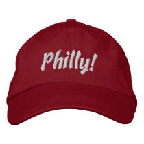 Philly! Cap in Red and White embroidered hats by Stitchbaby Philly! Cap in Red and White embroidered hats