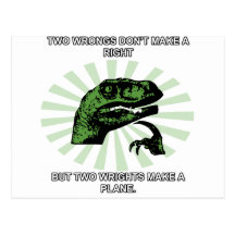 Philosoraptor Right and Wright Funny Postcard