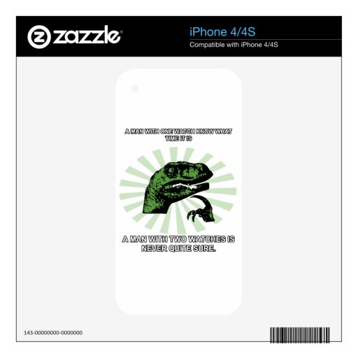 Philosoraptor Watches Funny iPhone 4S Decal