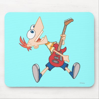 Phineas Rocking Out with Guitar mousepads