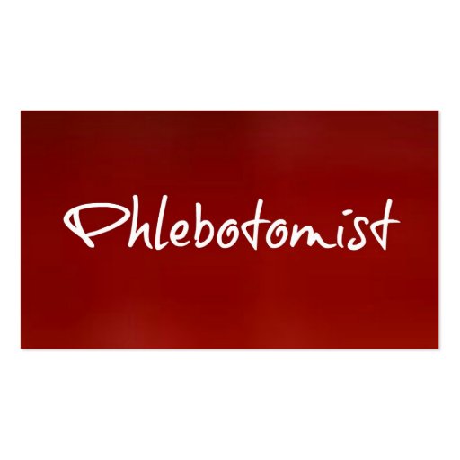 Phlebotomist Red Business Card (front side)