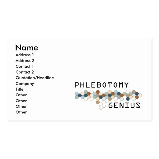 Phlebotomy Genius Business Card Template (front side)