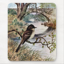 Phoebe and Stone Bridge Over Creek Mousepad