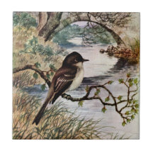 Phoebe and Stone Bridge Over Creek Ceramic Tiles