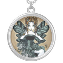 phoebe, fairy, faery, fae, faerie, gothic, couture, art, fantasy, tiger, lily, tattoo, myka, jelina, corset, ruffles, green, faeries, Necklace with custom graphic design