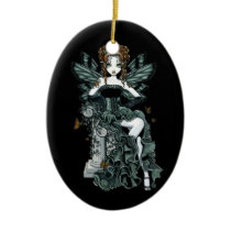 phoebe, fairy, faery, fae, monarch, faerie, gothic, couture, art, fantasy, tiger, lily, tattoo, myka, jelina, corset, ruffles, green, faeries, nymphs, sprites, Ornament with custom graphic design