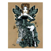 phoebe, fairy, faery, fae, monarch, faerie, gothic, couture, art, fantasy, tiger, lily, tattoo, myka, jelina, corset, ruffles, green, faeries, nymphs, sprites, Cartão postal com design gráfico personalizado