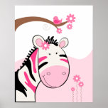 Phoebe's Zebra (black/pink) Poster Print posters