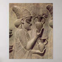 Phoenician carrying two offering, detail relief print