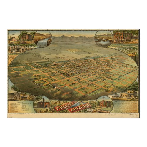 Phoenix Arizona 1885 Panoramic Map print