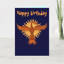 Phoenix fire bird cool happy birthday card design cards