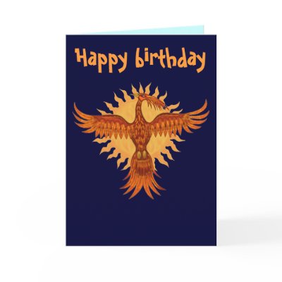 Phoenix fire bird cool happy birthday card design by vitaliy