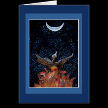 Phoenix Rising greeting card, blue frame cards