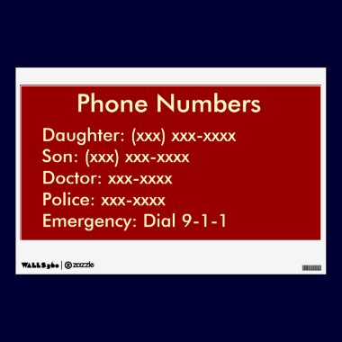 Phone List Wall Decal wall decals