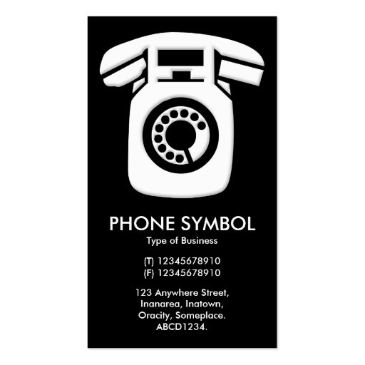 Phone Symbol Black Business Card Zazzle