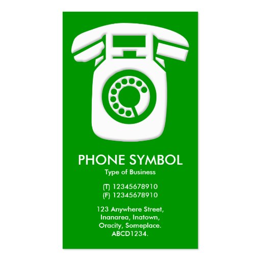 Phone Symbol - Green (009900) Business Card Template