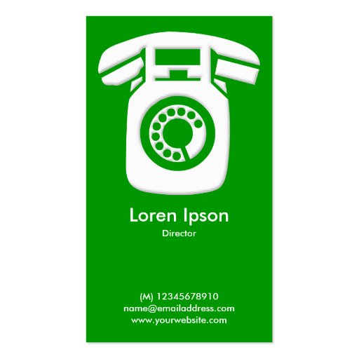 Phone Symbol - Green (009900) Business Card Template (back side)